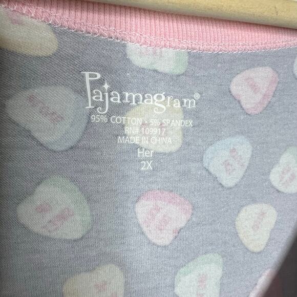 Pajamagram One Piece Shorts Romper 2X Womens Drop Seat Heart Print Sleep Lounge - Picture 7 of 7